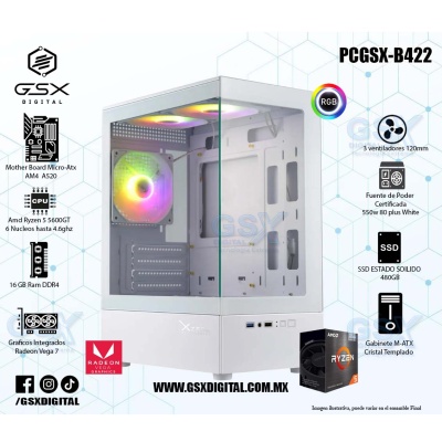 Pc Gamer Ryzen 5 5600GT - 16Gb Ram DDR4 -  SSD 480GB - Fuente Certificada 550W - Graficos Radeon Vega 7