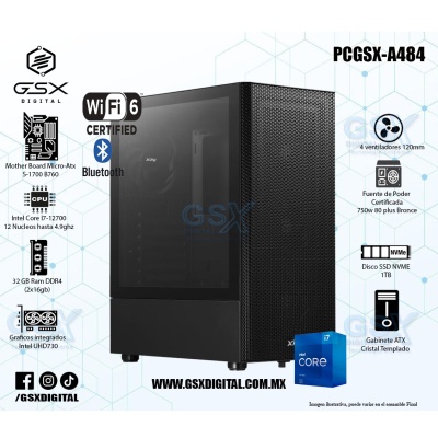 Pc Intel Core I7-12700 -  32Gb Ram - SSD 1TB Nvme - Fuente Certificada 750W - WIFI Y BLUETOOTH