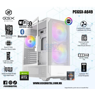 Pc Ryzen 5 - RTX 5060TI 8GB -  32Gb RAM DDR4 - 1Tb SSD Nvme - Fuente 750W Certificada - WIFI y Bluetooth