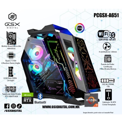 Pc Ryzen 7 5700 - RTX 5060ti 8GB -  32Gb Ram - 1Tb Nvme - Fuente 750W Certificada - WIFI Y BT