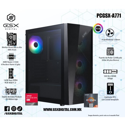 Pc Ryzen 5 - Radeon Rx 9060xt 8GB - 16Gb Ram DDR4 - SSD 500gb Nvme - fuente certificada 650W   