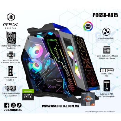 Pc Gamer Ryzen 5 - RTX5060 8GB - 32Gb Ram DDR4 - SSD 1TB Nvme - Fuente Certificada 650W