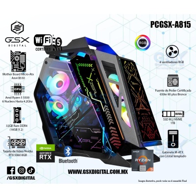 Pc Gamer Ryzen 5 - RTX5060 8GB - 32Gb Ram DDR4 - SSD 1TB Nvme - Fuente Certificada 650W - WIFI y BT