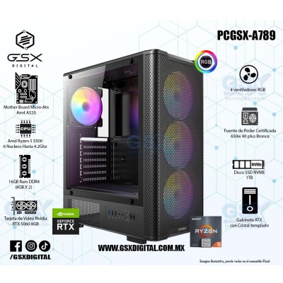 Pc Gamer Ryzen 5 - RTX 5060 8GB - 16Gb Ram  - SSD 1TB Nvme - Fuente Certifica 650W 