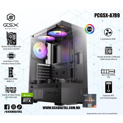 Pc Gamer Ryzen 5 - RTX 5060 8GB - 16Gb Ram  - SSD 1TB Nvme - Fuente Certifica 650W 