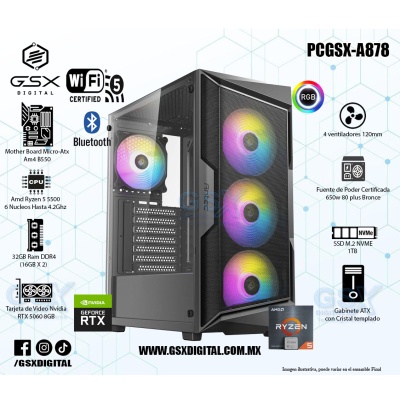 Pc Amd Ryzen 5 - RTX 5060 8GB - 32Gb Ram - SSD 1TB Nvme - Fuente Certificada 650W -  Wifi y Bluetooth