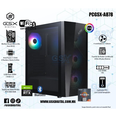 Pc Amd Ryzen 5 - RTX 5060 8GB - 32Gb Ram - SSD 1TB Nvme - Fuente Certificada 650W -  Wifi y Bluetooth
