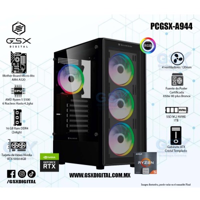 Pc Gamer Ryzen 5 - RTX 5050 8GB - 16Gb Ram  - SSD 1TB Nvme - Fuente Certifica 650W 