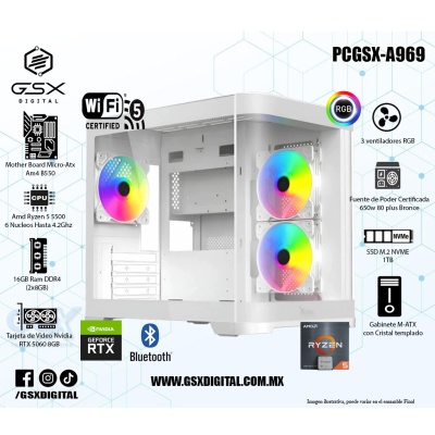 Pc Gamer Ryzen 5 - RTX 5060 8GB - 16Gb Ram DDR4 - SSD 1TB Nvme - Fuente Certifica 650W - Wifi y BT