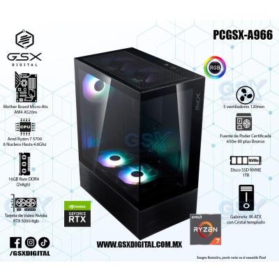 Pc Gamer Ryzen 7 - RTX 5050 8gb - 16Gb Ram DDR4 - SSD 1TB Nvme - Fuente Certificada 650W 