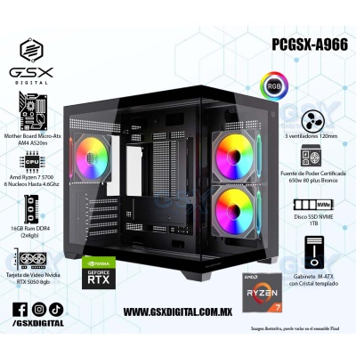Pc Gamer Ryzen 7 - RTX 5050 8gb - 16Gb Ram DDR4 - SSD 1TB Nvme - Fuente Certificada 650W 