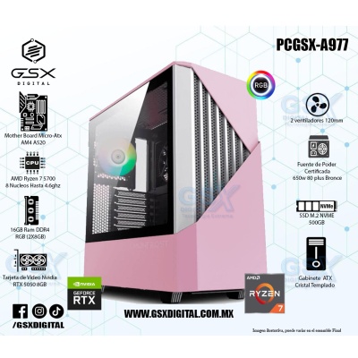 Pc Gamer Ryzen 7 - RTX 5050 8GB - 16Gb Ram Rgb  - SSD 500GB Nvme - Fuente Certifica 650W 
