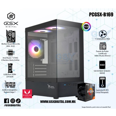 Pc Gamer Ryzen 7 5700G - 32Gb Ram -  SSD 480GB - Fuente Certificada 600W - Graficos Radeon Vega 7