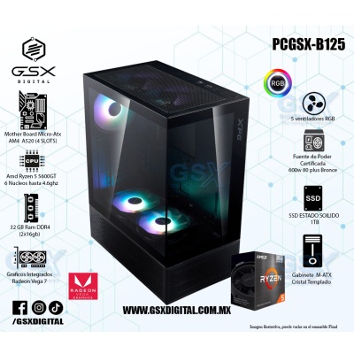 Pc Gamer Ryzen 5 5600GT- 32Gb Ddr4 - SSD 1TB  - Fuente Certificada 600W - Graficos Radeon Vega 7