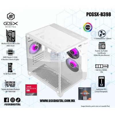 Pc Ryzen 5 - Radeon Rx 7600 8GB - 16Gb Ram DDR4 - SSD 1TB Nvme - fuente certificada 650W   
