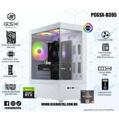 Pc Gamer Ryzen 5 - RTX 3050 6Gb - 16gb Ram DDR4 - SSD 500gb Nvme - Fuente Certifica 600W