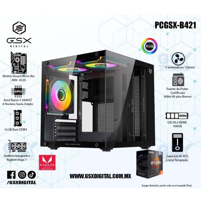 Pc Gamer Ryzen 5 5600GT - 16Gb Ram DDR4 -  SSD 500GB NVME - Fuente Certificada 600W - Graficos Radeon Vega 7