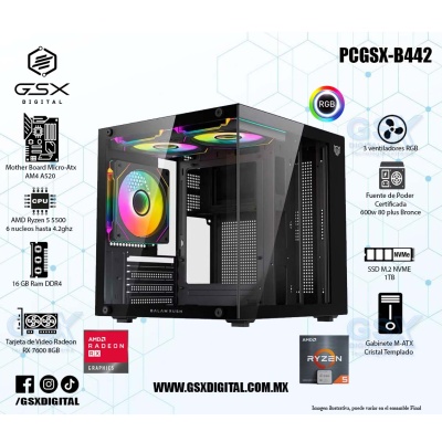 Pc Ryzen 5 - Radeon Rx 7600 8GB - 16Gb Ram DDR4 - SSD 1TB Nvme - fuente certificada 600W   