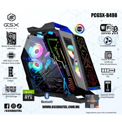 Pc Gamer Ryzen 5 - RTX 5050 8GB - 16Gb Ram  - SSD 1TB Nvme - Fuente Certifica 650W - Wifi y Bluetooth