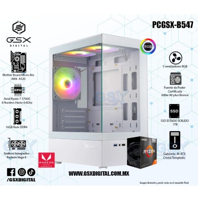 Pc Gamer Ryzen 7 5700G - 16Gb Ram -  SSD 1TB - Fuente Certificada 600W - Graficos Radeon Vega 8