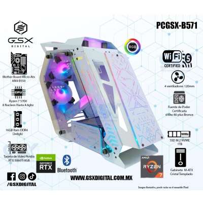 Pc Ryzen 7 5700 - RTX 5060ti 8GB - 16Gb Ram - 1Tb Nvme - Fuente 650W Certificada - WIFI Y BT