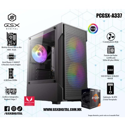 Pc Gamer Ryzen 5 5600GT - 8Gb Ram ddr4 -  SSD 480GB  - Fuente Certificada 550W - Graficos Radeon Vega 7