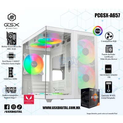 Pc Gamer Ryzen 5 5600Gt - 16Gb Ram -  SSD 1TB - Fuente Certificada 550W - Graficos Radeon Vega 7