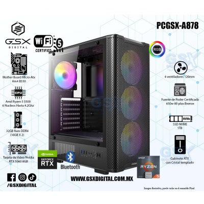Pc Amd Ryzen 5 - RTX 5060 8GB - 32Gb Ram - SSD 1TB Nvme - Fuente Certificada 650W -  Wifi y Bluetooth