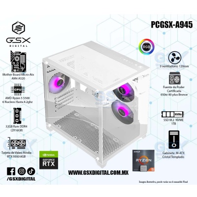 Pc Gamer Ryzen 5 - RTX 5050 8GB - 32GB Ram DDR4 - SSD 1TB Nvme - Fuente Certifica 650W 