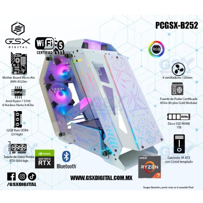 Pc Gamer Ryzen 7 - RTX 5050 8gb - 32Gb Ram DDR4 - SSD 1TB Nvme - Fuente Certifica 850W Gold - Wifi y BT