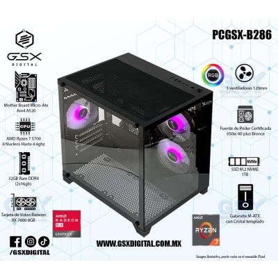 Pc Gamer Ryzen 7 - RX 7600 8GB - 32Gb Ram - SSD 1TB Nvme - Fuente certificada 650W 