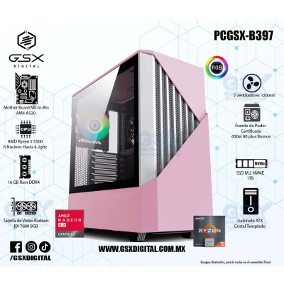 Pc Ryzen 5 - Radeon Rx 7600 8GB - 16Gb Ram DDR4 - SSD 1TB Nvme - fuente certificada 650W   