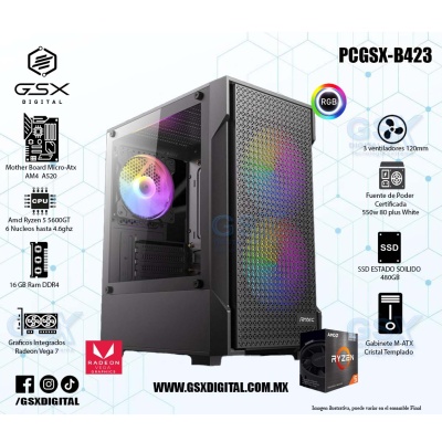Pc Gamer Ryzen 5 5600GT - 16Gb Ram ddr4 -  SSD 480GB  - Fuente Certificada 550W - Graficos Radeon Vega 7